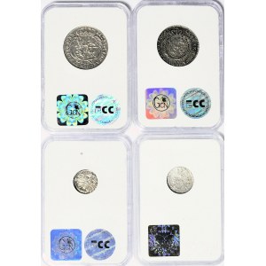 zestaw 4 szt. monety August III Sas, SAP, Ferdynand II, Zygmunt III Waza