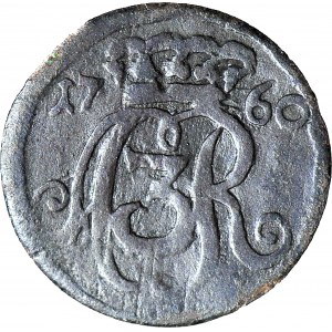 R-, August III Sas, Szeląg 1760 ,Toruń, data przy koronie, rzadki