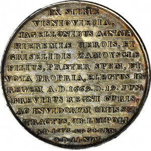 Medal Suity Królewskiej autorstwa J.J. Reichela, Michał Korybut Wiśniowiecki, galwan