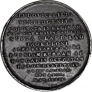 Medal Suity Królewskiej autorstwa Holzhaeussera, Jadwiga, odlew w żeliwie z huty Białogon