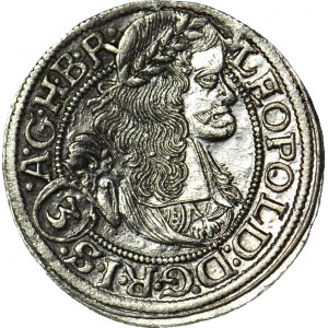 Śląsk, Leopold I, 3 krajcary 1668 SHS, Wrocław, SI, SZARFY, mennicze