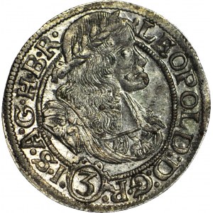 Śląsk, Leopold I, 3 krajcary 1669 SHS, Wrocław, SI, SZARFY, mennicze