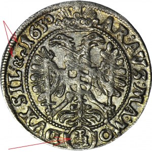 R-, Śląsk, Ferdynand II, 3 krajcary 1628 (PH) zamiast (HR), Wrocław, RZADKI