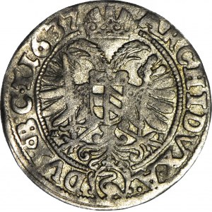 Śląsk, Ferdynand III, 3 krajcary 1637 (ŁABĘDŹ), Wrocław, ładny