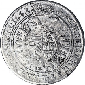 R-, Śląsk, Leopold I, 15 Krajcarów 1662 G-H, Wrocław, najrzadsza odmiana BO zamiast BOH, ILUSTROWANE