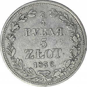 Zabór Rosyjski, 5 złotych = 3/4 rubla 1836, MW, Warszawa
