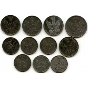 Królestwo Polskie, Zestaw 11 monet z lat 1917-1918