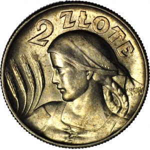 2 złote 1925, Żniwiarka, kropka po dacie (Londyn), WYŚMIENITA