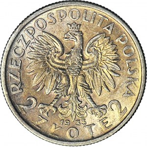 2 złote 1933, Głowa, Warszawa, piękna