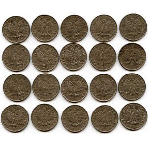 Zestaw dwudziestu monet niklowych 1 złoty 1929