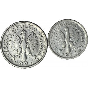 2 szt. zestaw 2 i 1 złoty 1924 Żniwiarka, Paryż