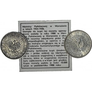 zestaw 2 szt. 2 złote 1936 Piłsudski, oficjalna KOPIA