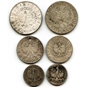 Zestaw sześciu monet srebrnych