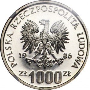 100 złotych 1986, Sowa, PRÓBA, srebro