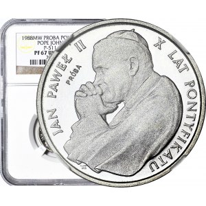 2000 złotych 1988, PRÓBA dla złota NIKIEL, Jan Paweł II, X lat Pontyfikatu
