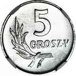 5 groszy 1965, mennicze, najniższy nakład, wyśmienite