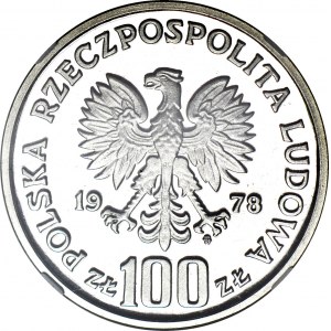 100 złotych 1978 Janusz Korczak głowa w prawo, PRÓB Ag