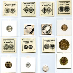 Zestaw dziewięciu replik monet II RP Parchimowicza, ciekawy