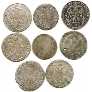 Austria, Zestaw ośmiu monet srebrnych 1661-1823, interesujący