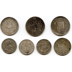 Austria, Zestaw siedmiu monet srebrnych, ciekawy
