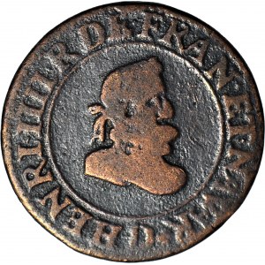 Francja, Henryk IV Burbon, Dwudenar 1608 D, Lyon, mała głowa