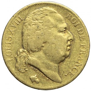 Francja, Ludwik XVIII, 20 franków 1819, Paryż