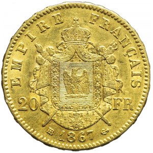Francja, Napoleon III, 20 franków 1867