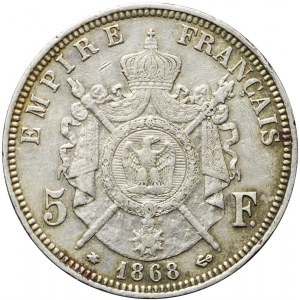Francja, 5 franków 1868, srebro