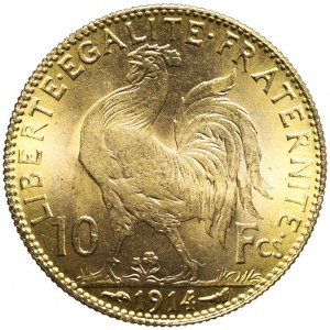 Francja, Republika, 10 franków 1914, piękne