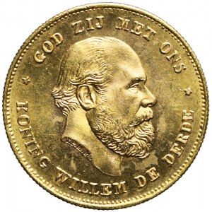 Holandia, 10 guldenów 1875, Wilhelm III, piękne