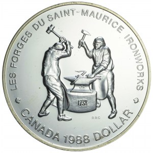 Kanada, Elżbieta II, 1 dolar 1988, Kuźnia Saint-Maurice, srebro