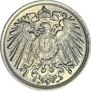 Niemcy, 10 fenigów 1909 DD, mennicze