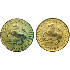 Niemcy, Prowincja Westfalia, Zestaw dwóch monet 5 milionów marek 1923 i 10000 marek 1923