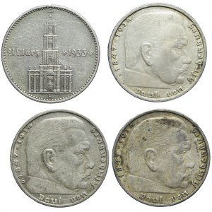 Niemcy, Zestaw czterech monet srebrnych 2 marki z lat 1934-1938