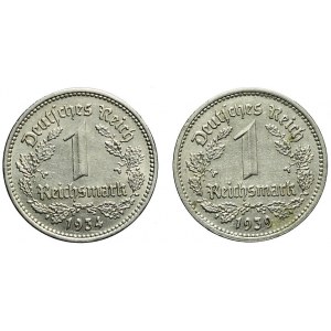 Niemcy, III Rzesza, Zestaw dwóch monet 1 marka 1934 i 1939