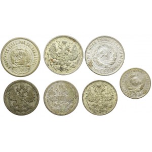 Rosja, Zestaw siedmiu monet srebrnych, ciekawy