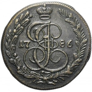 Rosja, Katarzyna II, 5 kopiejek 1786 KM, Suzun, rzadkie
