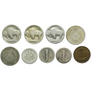 Stany Zjednoczone Ameryki (USA), Zestaw 9 monet, ciekawsze typy
