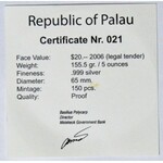 Palau 20 dolarów 2006, Życie Morskie, 5 uncji Ag 999 (155.5 g), nakład 150 szt.
