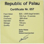 Palau 20 dolarów 2005, Życie Morskie, 5 uncji Ag 999 (155.5 g), nakład 150 szt.