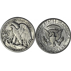 zestaw 2 szt. USA, Pół dolara 1944 i 1964, srebro
