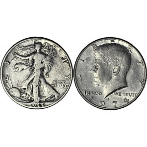 zestaw 2 szt. USA, Pół dolara 1944 i 1964, srebro