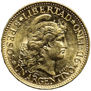 Argentyna, 5 pesos 1882, złoto