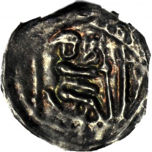 RR-, Leszek Biały 1194-1227, Księstwo Krakowskie, Brakteat, Książę na tronie w prawo, MENNICZY