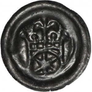 R-, Zakon Krzyżacki, Brakteat ok. 1257-1268, Toruń, Brama, I emisja, piękny i rzadki