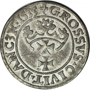 Zygmunt I Stary, Grosz 1535, Gdańsk, rzadsze popiersie, PRVS*/DANC3K, piękny