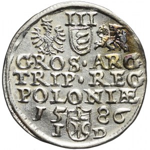 Stefan Batory, Trojak 1586, Olkusz, ligatura, R2