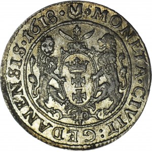 R-, Zygmunt III Waza, Ort 1618, Gdańsk, łapa niedźwiedzia, menniczy