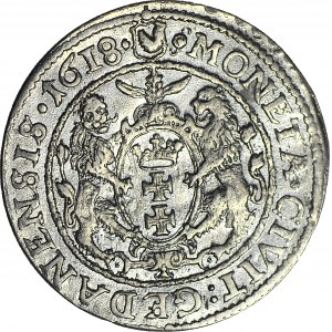 R-, Zygmunt III Waza, Ort 1618, Gdańsk, łapa niedźwiedzia, menniczy