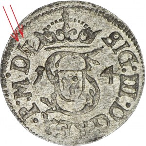 RRR-, Zygmunt III Waza, Szeląg 1614, Wilno, MDLL (zamiast MDL), NIENOTOWANY